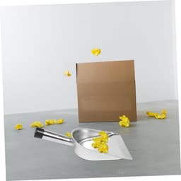 Handschep Roestvrijstaal - Stoffer en blik - Huishoudelijk schoonmaken - Ergonomisch handvat - 37 x 19 cm - Zwart — thumbnail 2