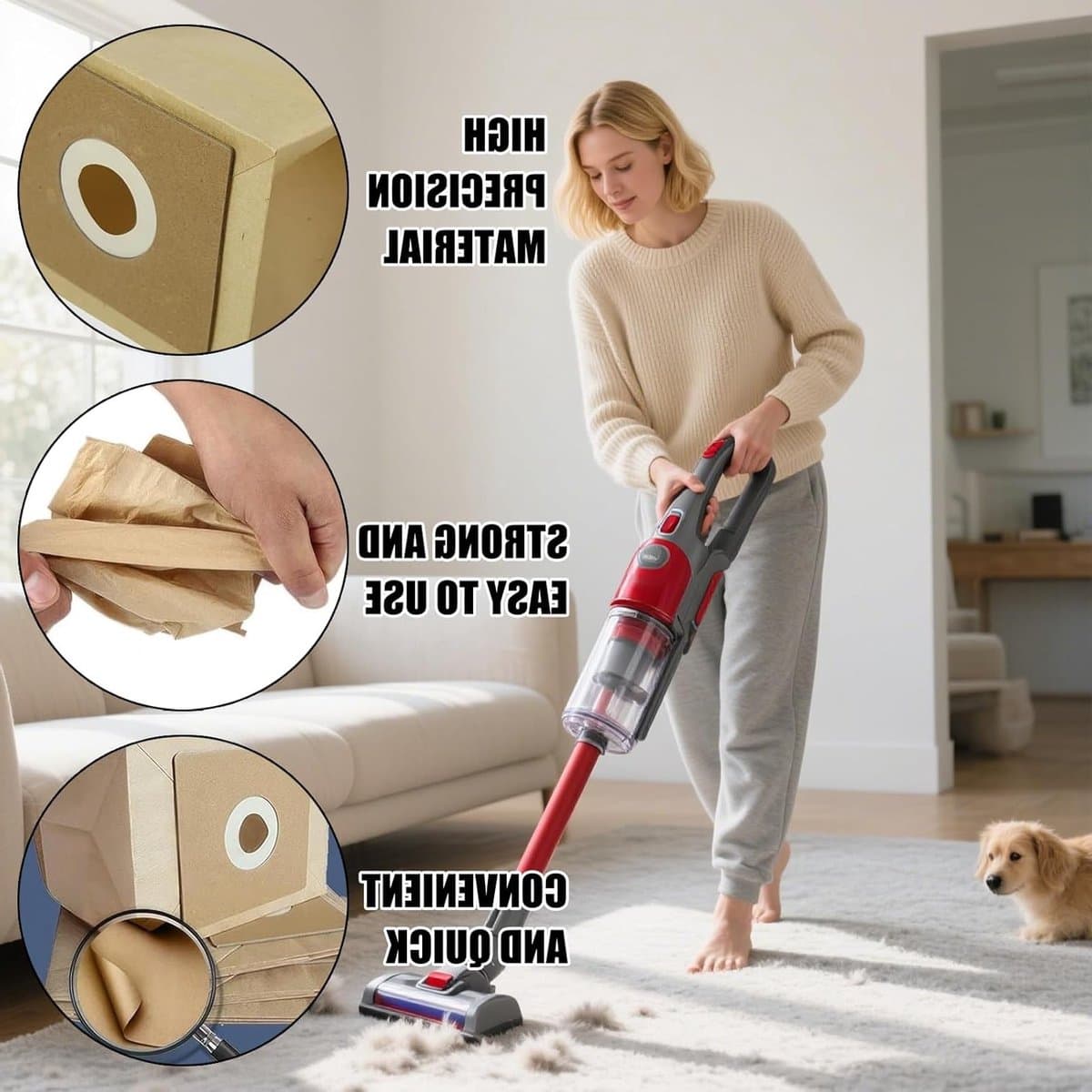 8 Stuks Stofzakken voor Vacuümreinigers - Geschikt voor Diverse Modellen - Sterke 3D Efficiëntie en Vervangingsopties voor Optimale Zuigkracht — afbeelding 1