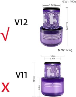 2 stuks Wasbare filters - compatibel met Dyson V12 Slim Detect Absolute draadloze stofzuiger - HEPA-filter vervangingsonderdelen — thumbnail 2