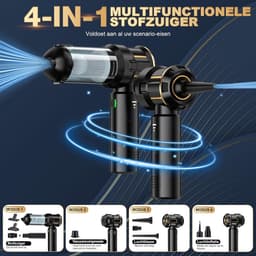 Draadloze Handstofzuiger - Mini Stofzuiger - Auto en Huis - 4-in-1 Blazen Zuigen - 6000mAh Batterij - Zwart — thumbnail 5