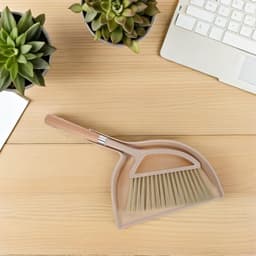 Handveger Stoffer Set - Kleine Bezem - Bureau Reinigen - Ergonomisch Houten Handvat - 30 cm - Beige — thumbnail 3