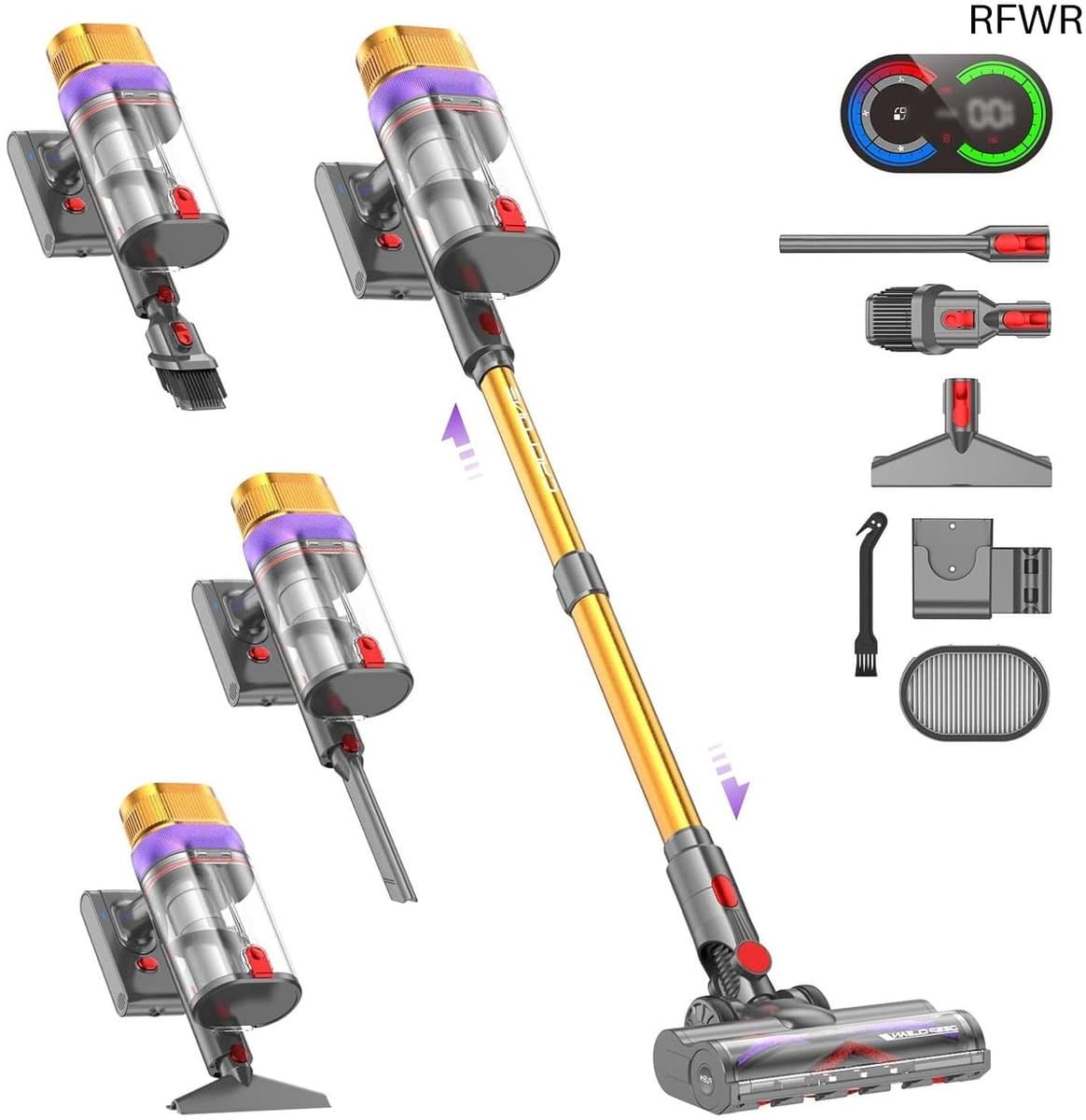Vistefly V15 Ultra Stick Vacuum Cleaner Wireless, 58000Pa 600Watt Vacuum Cleaner, 70 Minutes Runtime and Rechargeable Detachable Battery for Floor Animal Hair Carpet — afbeelding 1
