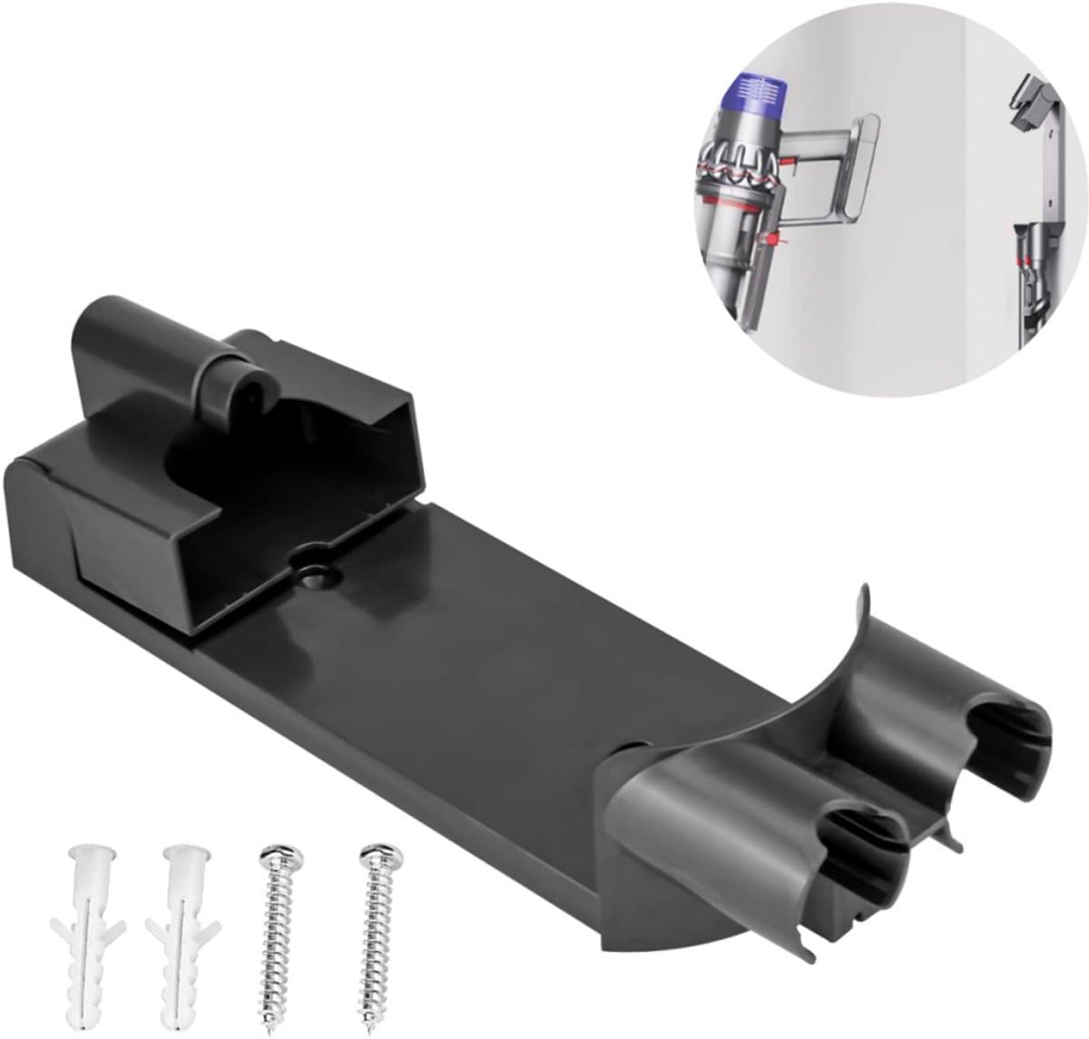 1stuk - Stofzuigeraccessoire - Wandbevestigingsbeugel - Compatibel met Dyson V7 V8 oplaadstation - Opladen en opbergen - Wandbevestigingsbeugel - Draadloze stofzuiger - Zwart — afbeelding 1