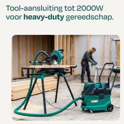 VONROC bouwstofzuiger nat/droog - M-klasse - 1600W - 22kPa - Automatische filterreiniging (klopfunctie) - HEPA H14 - 40L tank – Antistatische slang Ø35 mm — thumbnail 5