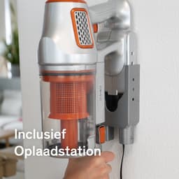 Sinji Draadloze Steelstofzuiger, Huisdier geschikt - Snoerloos & Zonder zak - Kruimeldief functie en Ophangsysteem met ingebouwde oplader - 40 min. batterijduur - Filter systeem – Zilver/Oranje — thumbnail 3
