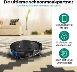 BrinQ Goods - Krachtige Robotstofzuiger Met Dweilfunctie - Met Laadstation - Dweilrobot - Met Afstandsbediening En App - Geschikt voor Huisdieren - Slimme Navigatie — thumbnail 3