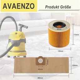 Set of 12 bags 6.959-130.0 1 cartridge filter 6.414-552.0 for Kärcher WD3 WD3 Premium MV3 SE 4001 SE 4002 WD3.200 - ShopVlot — thumbnail 5