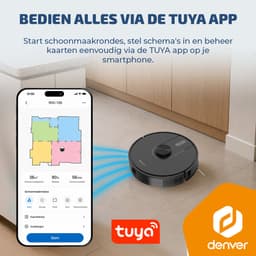 Denver Robotstofzuiger met Laadstation - Smartphone TUYA App - Amazon Alexa compatible - LiDAR mapping - Zijborstel - Borstelloze motor - Geschikt voor Huisdierharen - RVC135 — thumbnail 3