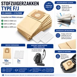 Universele Stofzuigerzakken F/J – 10 Stuks + 2 Filters – Compatibel — thumbnail 2