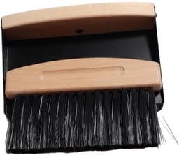 Mini Bezem Stoffer Set - Kleine Veegset - Bureau Schoonmaken - Houten Handvat - 15.5 cm - Zwart — thumbnail 1