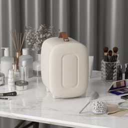MEUNIQ mini koelkast 4 L cosmetica koelkast met koel- en verwarmingsfunctie, draagbare beauty fridge met handgreep voor cosmetica, drankjes en snacks, crèmewit — thumbnail 5
