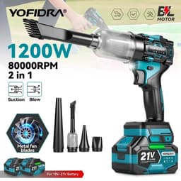 Zerova 2-in-1 Turbo Blazer en Stofzuiger - Blaas- en Zuigfan & Stofzuiger - Borstelloze motor - 1200W - 80.000 RPM - 2 Accu's — thumbnail 2