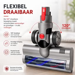 Gemotoriseerde Turboborstel Compatibel met Dyson V7, V8, V10, V11 & V15 – Elektrische Zuigmond – Vloerborstel met 4 LED-lampen – Voor Harde Vloeren & Tapijt — thumbnail 5