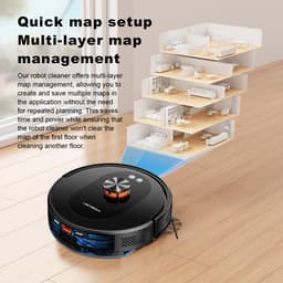 Robotstofzuiger Met Dweilfunctie-Automatisch Leegstation-LDS Laser Navigatie-App En Spraakbediening-4000 Pa-Harde Vloeren En Tapijt-33x33x9,6cm-Zwart — thumbnail 5