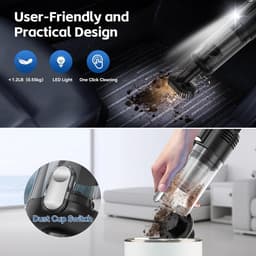 9500Pa Snoerloze Handstofzuiger - 120W Autostofzuiger met Metalen HEPA Filter - LED Lamp - voor Auto Huis Huisdierhaar — thumbnail 4