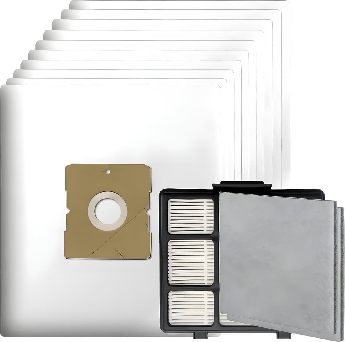10x Stofzuigerzakken, 1x HEPA filter 2x motor filter geschikt voor Inventum ST306 ST307 ST308 stofzuigers - Vervanging stofzakken SZ300 21200900119, 21200900120 en 21200900010 — afbeelding 1