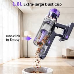 Draadloze Kruimelzuiger Paars - 650 W Vermogen - 1.8 L Stofbak - HEPA Filter - Voor Huishoudelijk Gebruik — thumbnail 1