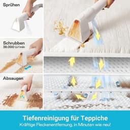 Gestoffeerde Reiniger – Apparaat – Natstofzuiger – Waszuiger – Tapijtreiniger – 600W Motor – 16 kPa Zuigkracht – 2,3L Watertank – Zelfreiniging – Compact – Voor Tapijt, Bank, Mat — thumbnail 3