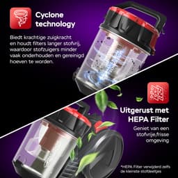 TurboTronic CV12 Stofzuiger zonder zak - Compact Design - Hoge Zuigkracht - Rood — thumbnail 2
