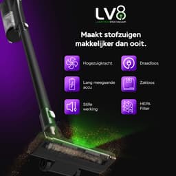 TurboTronic LV8 Steelstofzuiger met kruimeldief zonder zak - Draadloos - Hoge zuigkracht - HEPA - lichtgewicht - 3 Snelheden -Harde en zachte vloeren - Zwart — thumbnail 3