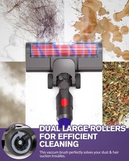 Geschikt voor Stofzuigeropzetstuk voor Dyson V15 V8 V7 V10 V11 Dyson Hardhouten Vloeropzetstuk met Grote Flexibele Roller Zachte Roller Borstelkop Vervanging met LED-lamp — thumbnail 2