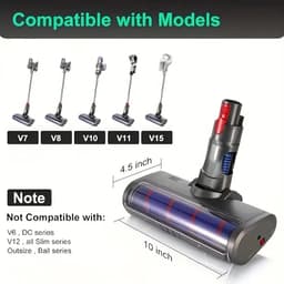 Vloerborstelkop voor Dyson V7 V8 V10 V11 V15 G5 – Zachte Fluwelen Rolborstel met Groene LED-verlichting – Geschikt voor Harde Vloeren – Niet Compatibel met V6, DC, Ball en Slim-serie — thumbnail 4