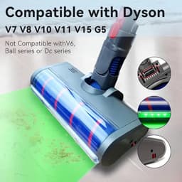 Vloerborstelkop voor Dyson V7 V8 V10 V11 V15 G5 – Zachte Fluwelen Rolborstel met Groene LED-verlichting – Geschikt voor Harde Vloeren – Niet Compatibel met V6, DC, Ball en Slim-serie — thumbnail 3