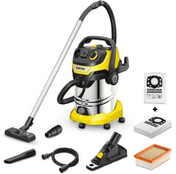 Kärcher WD 6 P S V-30/6/22T Renovation Set - Incl. boorstofopvanger + extra set vliesfilterzakken - 1300 W - 30 liter - GeÍntegreerd stopcontact - RVS zuigbuiszen - Afvoerschroef - RVS container - Vlakfilter — thumbnail 1