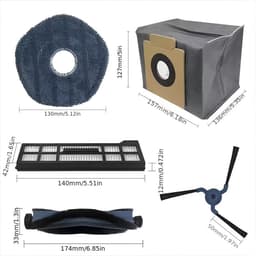 Dutchers® 17-pack Vervangende Accessoires voor Eufy X10 Pro Omni Robotstofzuiger,1 Hoofdborstel,4 Zijborstels,4 Hepa-filters,4 Stofzakken,4 Dweilpads — thumbnail 2