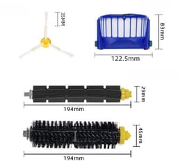 Vervangende Onderdelen Accessoires - Geschikt voor iRobot Roomba 600 Serie 694 676 675 692 695 677 671 690 680 660 650 620 614 610 600 Stofzuiger Robot - 1 Paar Hoofdborstel 4 Filter 4 Zijborstel - Reserveonderdelen — thumbnail 2