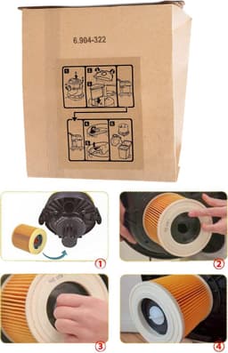 Accessoirespakket voor Karcher WD2 MV2 A2000 A2003 A2064 A2099 - Vervanging Stofzuigerzak 6.904-322 [Set 10] Vervanging Filter 6.414-552.0 [Set 2] — thumbnail 3