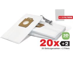 20x Stofzuigerzakken geschikt voor Nilfisk King / Extreme + 2 Filters - Duurzaam Karton Zonder Plastic - 3D Stofzakken + 2 Hygiëne filters - Premium kwaliteit - Multi lagen - Anti Allergie - Geschikt voor o.a. King, Extreme, Power en Elite Series