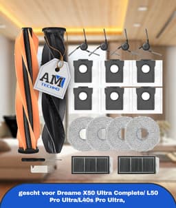 Accessoires Geschikt voor Dreame X50 Ultra Complete/ L50 Pro Ultra/L40s Pro Ultra, 2 x hoofdrolborstel, 6 x stofzak, 4 x zijborstels, 2 x filter, 4 x dweildoeken — thumbnail 1