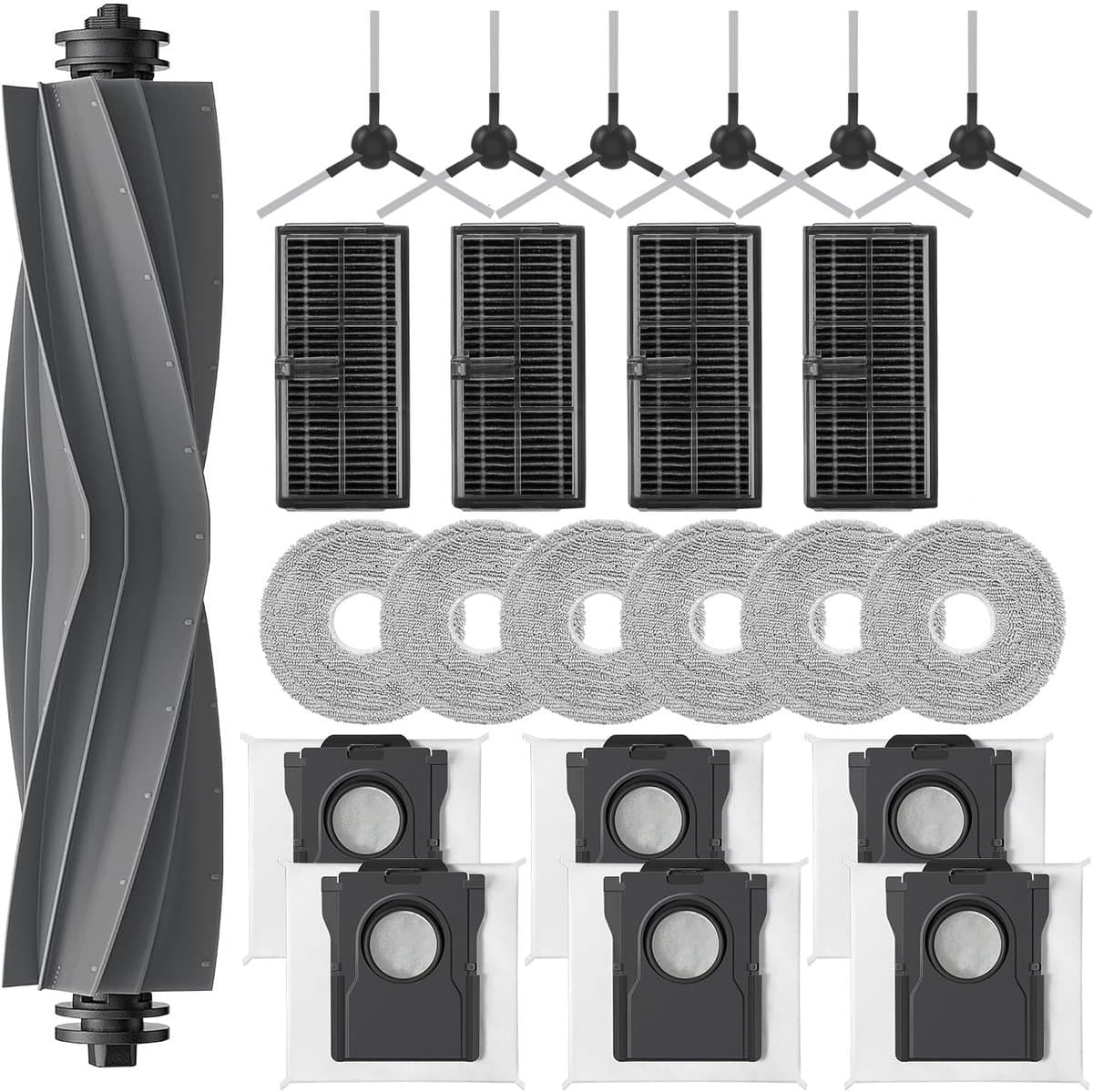 Accessoireset - 23 stuks - geschikt voor Mova P50 Pro Ultra - P50 Ultra - met 1 hoofdborstel, 4 filters, 6 stofzakken, 6 dweildoeken, 6 zijborstels — afbeelding 1