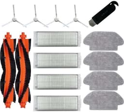 Accessoires Geschikt voor Xiaomi Vacuum-Mop 2S Robotstofzuiger S12 S10 Mop Pro XMSTJQR2S: 4 dweilpads/reinigingspads, 4 filters, 4 zijborstels — thumbnail 1