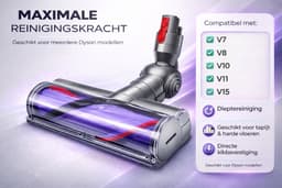 Leba Aangedreven Zuigmond Geschikt voor Dyson Steelstofzuiger V15, V11, V10, V8 & V7 - Turbo Borstel - Stofzuigermondstuk - Opzetstuk - Mondstuk - Stofzuigeraccessoires — thumbnail 2