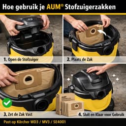 AUM® Stofzuigerzakken 20 stuks - geschikt voor Karcher WD3 - Kärcher WD3 - MV3 A 2204 6.959-130.0 stofzakken stofzuiger zak — thumbnail 3