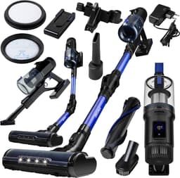 Zeegma Zonder Klaar – Draadloze Stofzuiger 3in1 – HEPA H12 Filter – 400W Krachtige Motor – 25000Pa Zuigvermogen – LED Borstel – Touchscreen Display – Tot 60 Min Werking – Zakloos – Voor Huisdieren – Verwisselbare Accu – Steelstofzuiger — thumbnail 1