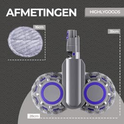 Highlygoods® Elektrische Dweil Opzetstuk - Voor Dyson Steelstofzuiger - Mop - Vloerwisser - Stofzuiger Dweil - Nat en Droog - Stofzuiger Accessoire met Wasbare Microvezel Pads – voor V7 V8 V10 V11 V15 — thumbnail 2