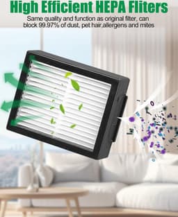 Reserveonderdelen Geschikt voor iRobot Roomba E/I/J-serie - inclusief i7, i7+, i3, i3+, i4, i4+, j7 (niet j7+), E5, E6 - Borstelaccessoires set met 2 rubberen borstels, 8 hoogwaardige filters en 10 zijborstels — thumbnail 3