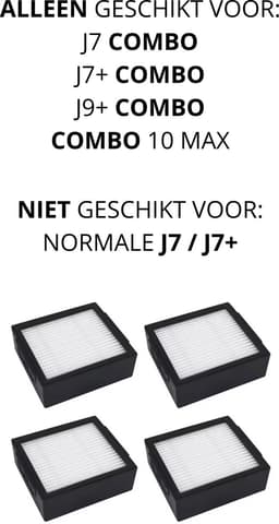 Bramokava® 4x HEPA Filter – ALLEEN geschikt voor iRobot Roomba COMBO j7+ / COMBO j9+ / 10 Max – NIET voor gewone j7+ / j9+ Robotstofzuiger — thumbnail 1