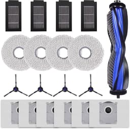 Accessoires voor vegers - Compatibel met Ecovacs T50 PRO Accessoires voor vegers - 1 hoofdborstel, 4 dweilpads, 4 zijborstels, 4 HEPA-filters, 6 stofzuigerzakken - Eenvoudig schoon te maken en te vervangen — thumbnail 1