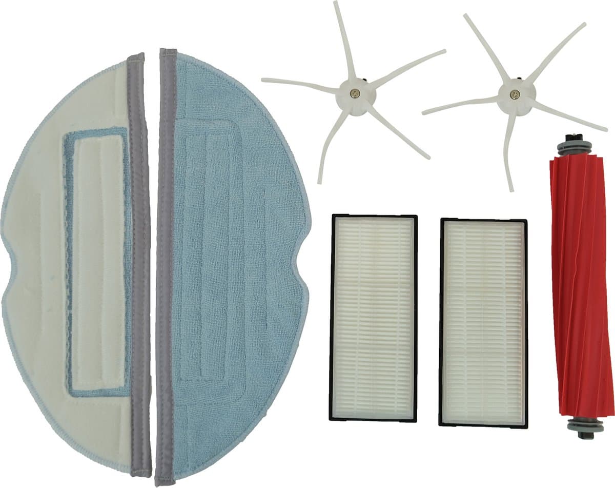 Onderhoudset - Geschikt voor Xiaomi Roborock S7, T7, T7 plus - 2 zijborstels - 1 rubberen borstel - 2 HEPA filters - 2 dweilpads - Alternatief — afbeelding 1
