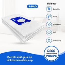 DEGG® - Onderhoudspakket XL - Geschikt voor Philips S-BAG - inclusief 1x H13 hepa filter - 3x Motorfilter - 10x S-BAG stofzuigerzakken - Combideal — thumbnail 4