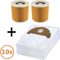 10x Stofzuiger zakken & 2 Filters geschikt voor Kärcher WD2250 A2004 A2054 MV2 WD2 6.904-322 Synthetisch Nat Droog — thumbnail 1