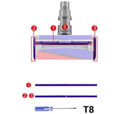 Geschikt voor dyson V6V7V8V10V11 stofzuigeraccessoires anti-schuurmiddel strip met wollen rand voor het vervangen van de strip, een lange twee korte + schroevendraaier — thumbnail 2