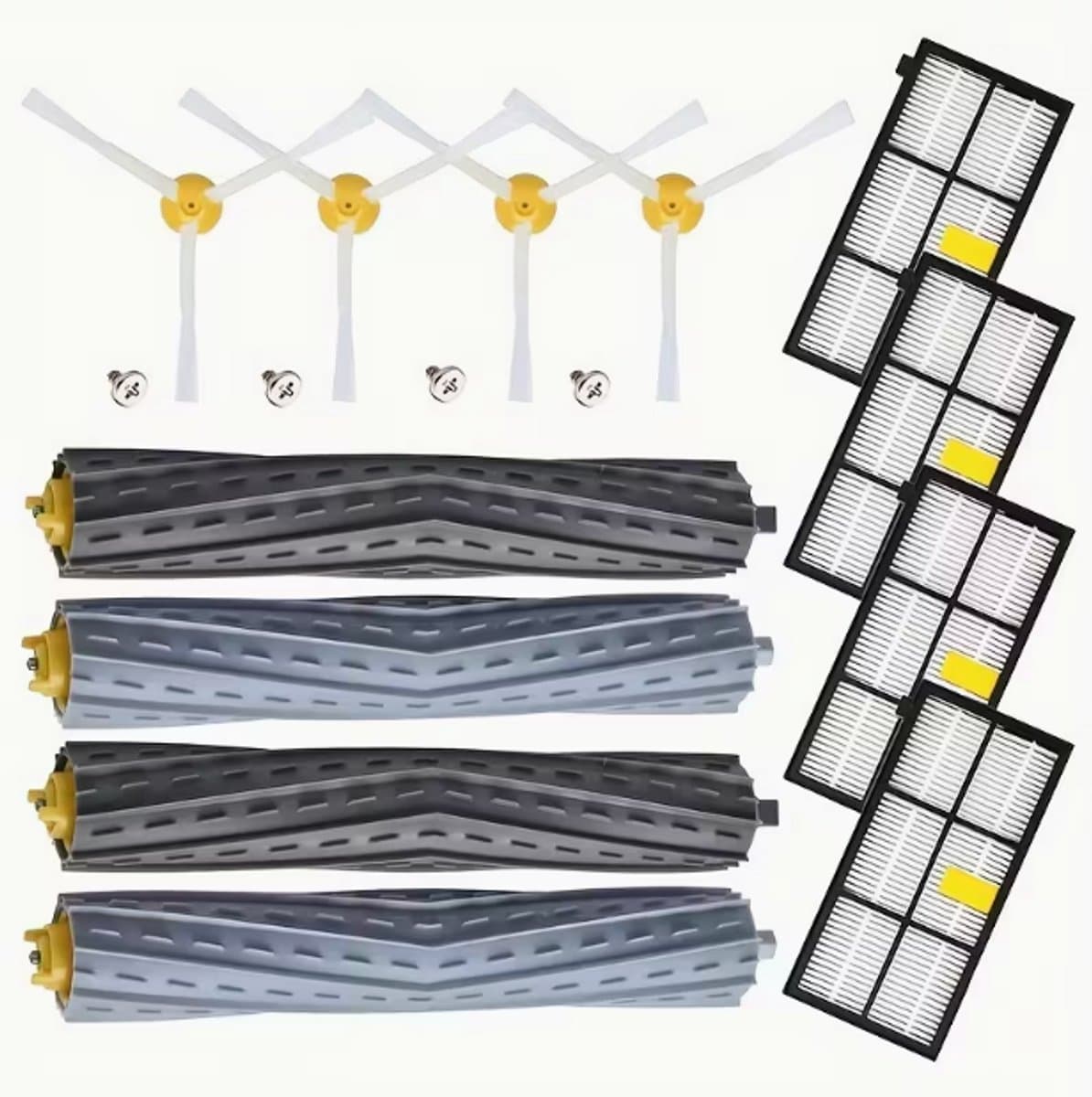 Gescht Voor iRobot 800-serie 850 860 861 866 870 880 890 900-serie 960 980 981 985 Stofzuiger Accessoire Set - Inclusief 2 Extractor Hoeken, 4 Filters, 4 Zijborstels en 4 Reinigingskoppen, Stofzuiger Accessoires — afbeelding 1