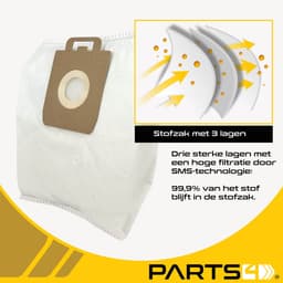 40 Stofzuigerzakken PARTS4® geschikt voor Nilfisk Select / Power -incl. 4 filters- | Made in Europe | Passend in o.a. Nilfisk Select, Select Parket, Select Petcare & Nilfisk Power P10, P20, P40 — thumbnail 5