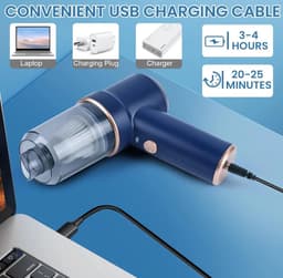 Blauwe, verbeterde Type-C-versie met 2 accu's van 1800 mAh (7,4 V), vloerborstel en laadstation. — thumbnail 3