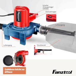 Mobiele afzuiginstallatie 900 W met herbruikbare stofzak en stil spaanafzuigsysteem voor werkplaats — thumbnail 4